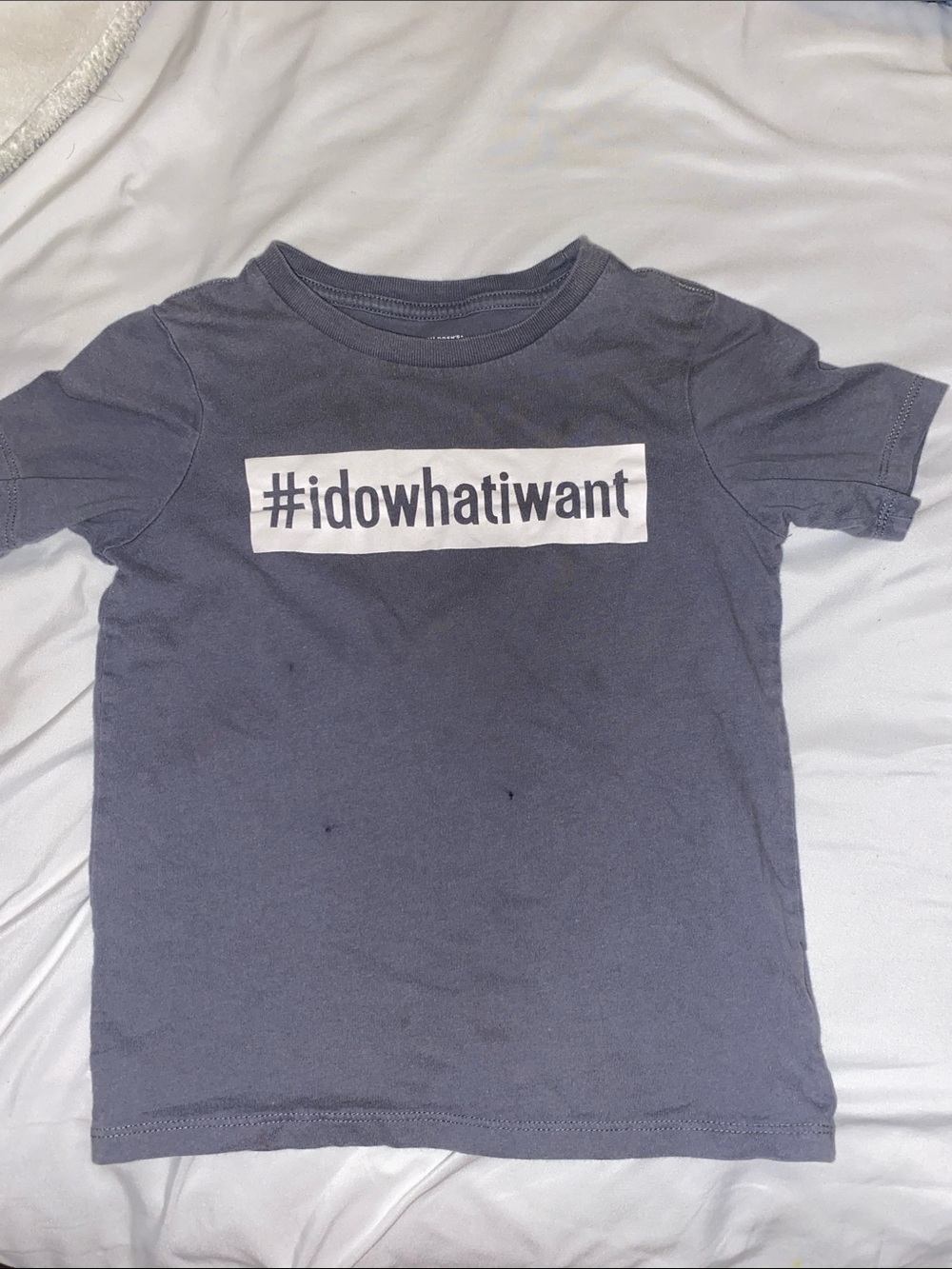 The Children's Place Navy Tee with White #idowhatiwant Graphic